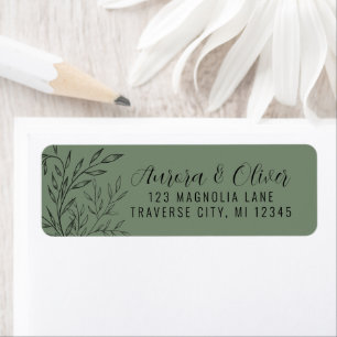 Delicate Foliage Sage Green Return Address Label