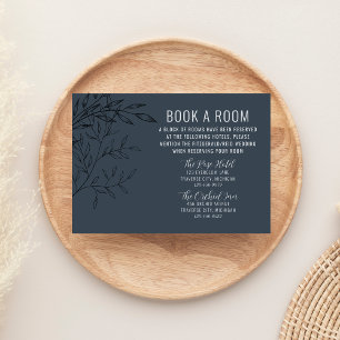 Delicate Foliage Steel Blue Wedding Hotels Enclosure Card