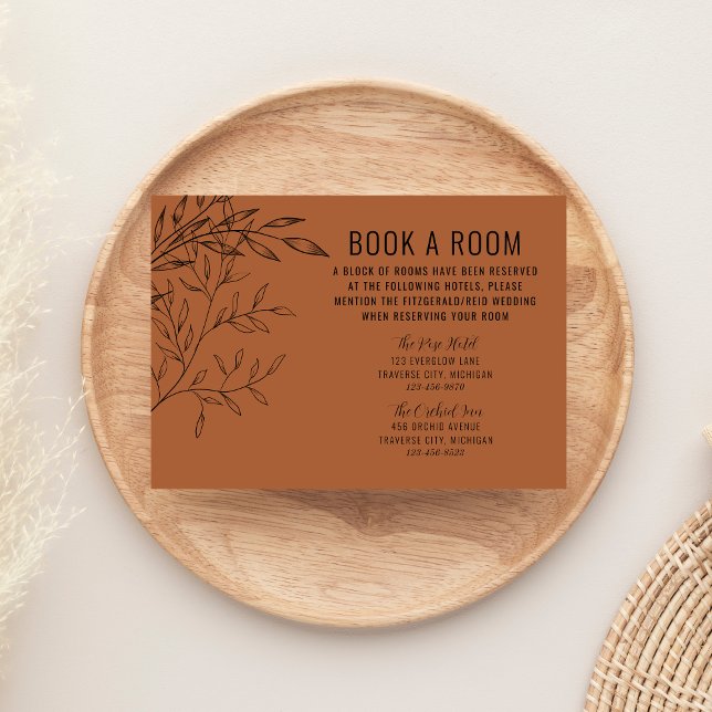 Delicate Foliage | Terracotta | Wedding Hotels Enclosure Card (Creator Uploaded)