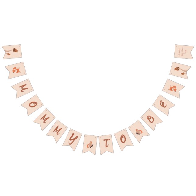 Delicate Forest-Themed Fox Baby Shower Party Bunting Flags (All)