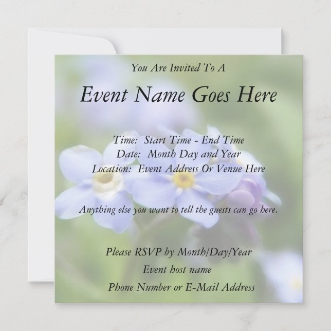 Delicate Forget Me Not Flowers Invitation (Front)