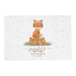 Delicate Fox Peach Baby Shower Soft Pastels Placemat