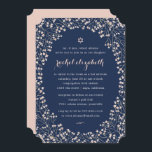 Delicate Frame | Bat Mitzvah Invitation<br><div class="desc">Invite friends and family to celebrate your daughter's Bat Mitzvah with our sweetly chic invitations, featuring a rich navy blue background and your Bat Mitzvah details framed by a delicate wreath of baby's breath in pale blush pink and cream. Elegant calligraphy script and classic block lettering lends this invitation a...</div>
