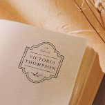 Delicate Frame Elegant Ex Libris Bookplate Book Self-inking Stamp<br><div class="desc">An elegant bookplate stamp with a hand-drawn frame and botanical foliage. Inside the frame, "ex libris" is printed in classic serif italics at the top, with your name in the space below. Ideal for teachers, librarians, and book lovers. View the collection linked on this page for more book stamp designs!...</div>