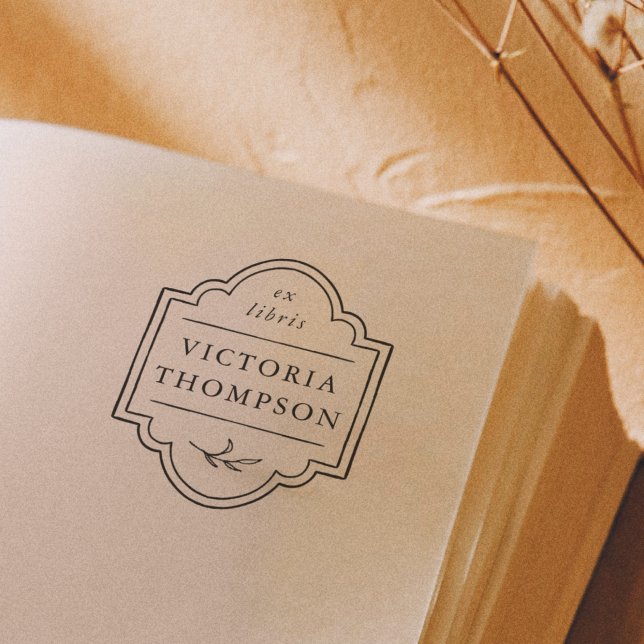 Delicate Frame Elegant Ex Libris Bookplate Book Self-inking Stamp (Rubber Stamp Mock-up)