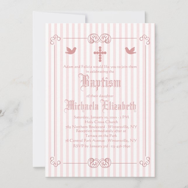 Delicate Frame Rosé Religious Invitation (Front)