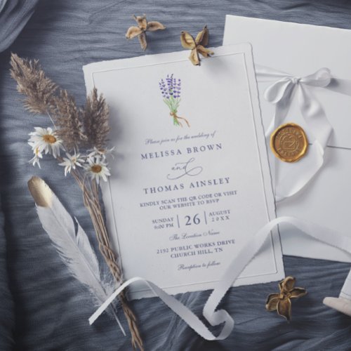 Delicate French Lavender Elegant QR Code Wedding