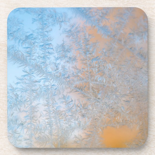 Delicate frost pattern, Wisconsin Drink Coaster (Front)