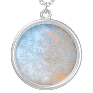 Delicate frost pattern, Wisconsin Silver Plated Necklace