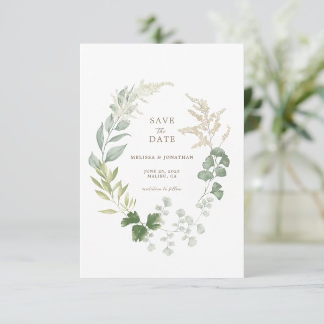 Delicate Garden Wedding Save the Date (Standing Front)