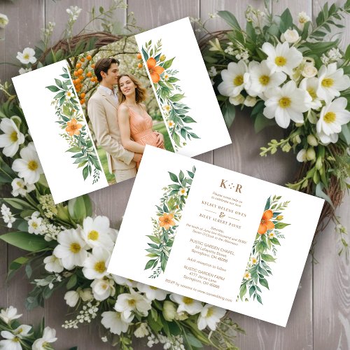 Delicate Garland Azahar Orange Blossoms  Greenery Invitation