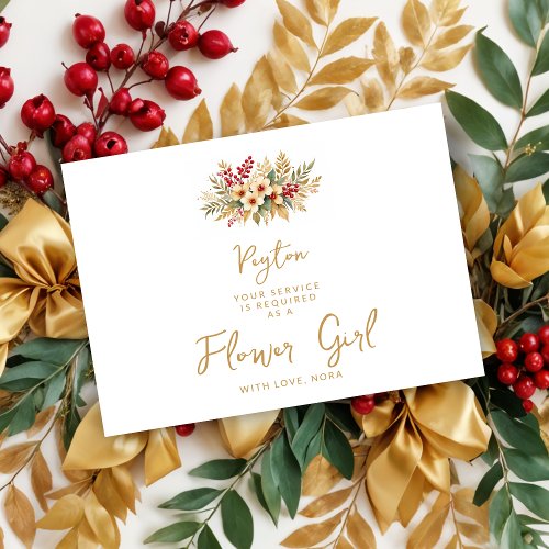 Delicate Glam Christmas Floral Gold Flower Girl