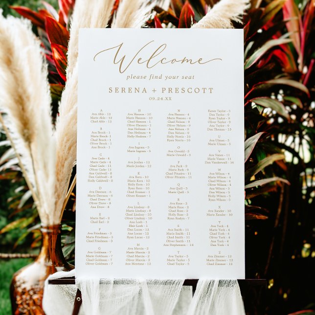 Delicate Gold Alphabetical Wedding Seating Chart Foam Board (Creator Uploaded)