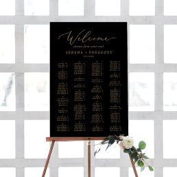 Delicate Gold and Black Alphabetical Seating Chart Foam Board