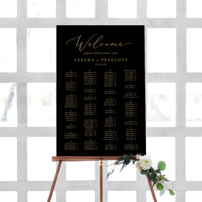 Delicate Gold and Black Alphabetical Seating Chart Foam Board