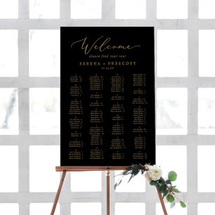 Delicate Gold and Black Alphabetical Seating Chart Foam Board