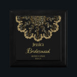 Delicate Gold and Black Bridesmaid Gift Box<br><div class="desc">Beautiful and stylish gold emblem bridesmaid gift that is personalized.</div>