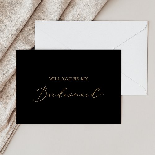 Delicate Gold and Black Bridesmaid Proposal Card
