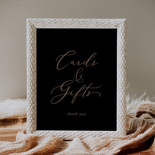 Delicate Gold and Black Cards and Gifts Sign