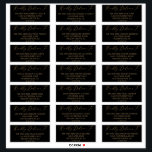 Delicate Gold and Black Guest Address Labels<br><div class="desc">These delicate gold and black wedding guest address labels are perfect for a modern wedding. The romantic minimalist design features lovely and elegant champagne golden yellow typography on a black background with a clean and simple look. Customize each label with the name and address of your guests. 21 labels per...</div>