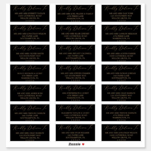 Delicate Gold and Black Guest Address Labels