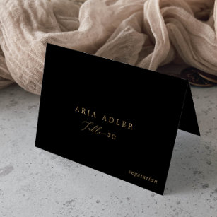 Delicate Gold and Black Menu Option Place Cards