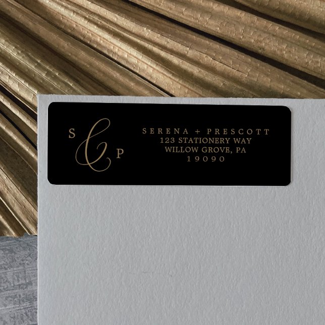 Delicate Gold and Black Return Address Label (Creator Uploaded)