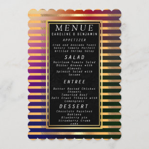 Delicate Gold and Black Wedding Dinner Menu