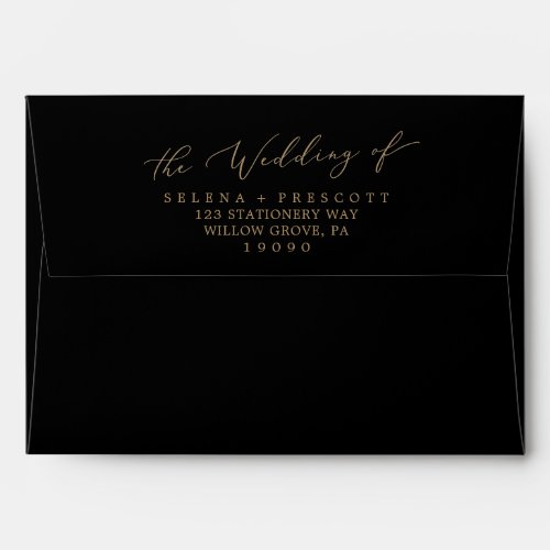Delicate Gold and Black Wedding Invitation Envelope