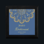 Delicate Gold and Blue Bridesmaid Gift Box<br><div class="desc">Beautiful and stylish gold emblem bridesmaid gift that is personalized.</div>