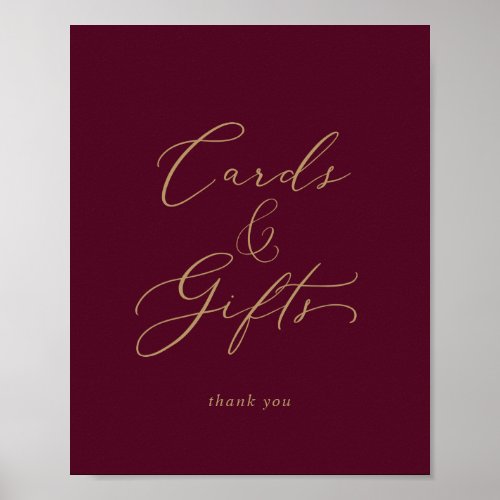 Delicate Gold and Burgundy Cards and Gifts Poster