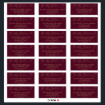 Delicate Gold and Burgundy Guest Address Labels<br><div class="desc">These delicate gold and burgundy wedding guest address labels are perfect for a modern wedding. The romantic minimalist design features lovely and elegant champagne golden yellow typography on a burgundy red background with a clean and simple look. Customize each label with the name and address of your guests. 21 labels...</div>