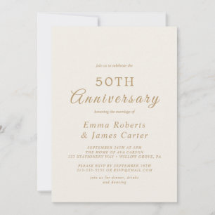 Delicate Gold and Cream 50th Wedding Anniversary  Invitation