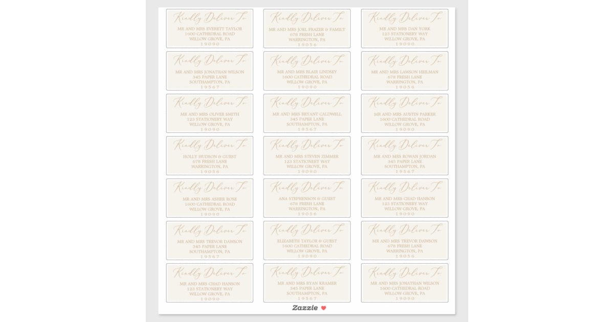 Delicate Gold and Cream Guest Address Labels | Zazzle