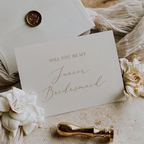 Delicate Gold and Cream Junior Bridesmaid Proposal Invitation