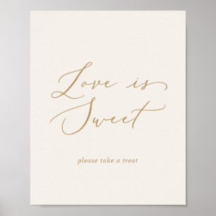 Delicate Gold and Cream Love Is Sweet Wedding Poster