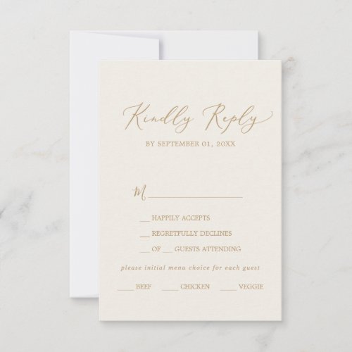 Delicate Gold and Cream Menu Choice RSVP Card
