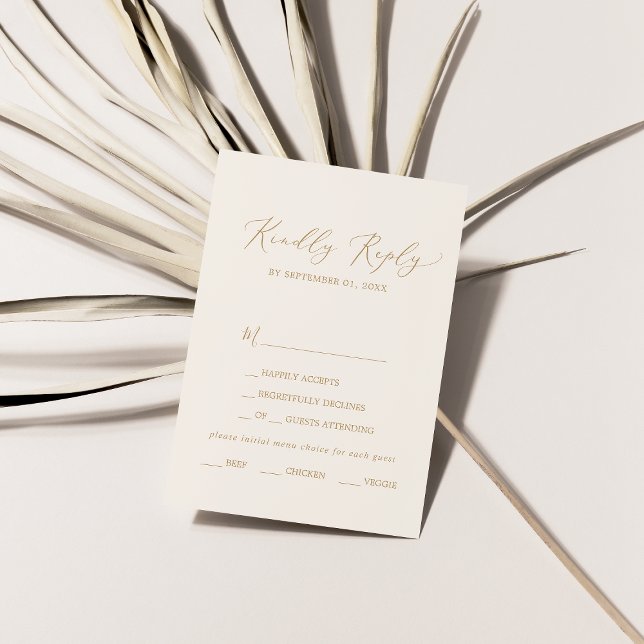 Delicate Gold and Cream Menu Choice RSVP Card (Creator Uploaded)