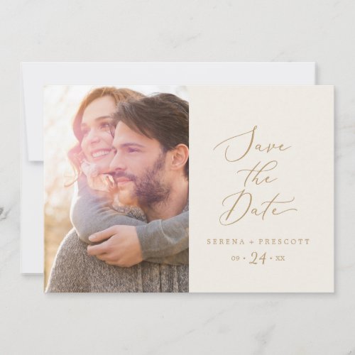 Delicate Gold and Cream Photo Save The Date