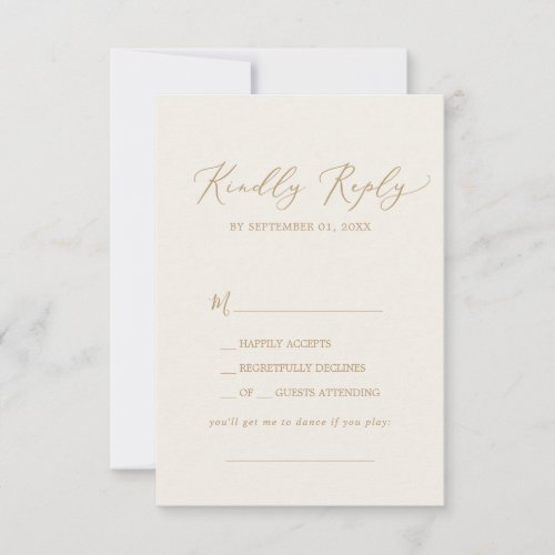 Delicate Gold and Cream Song Request RSVP Card