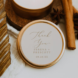 Delicate Gold and Cream Thank You Wedding Favor Classic Round Sticker