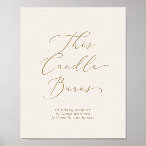 Delicate Gold and Cream This Candle Burns Memorial Poster