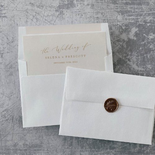 Delicate Gold and Cream Wedding Envelope Liner