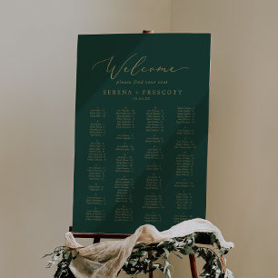 Delicate Gold and Green Alphabetical Seating Chart Foam Board
