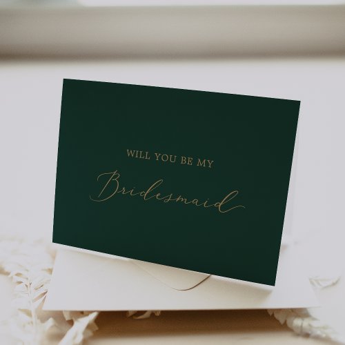 Delicate Gold and Green Bridesmaid Folded Card