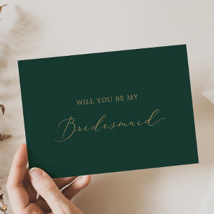 Delicate Gold and Green Bridesmaid Proposal Card