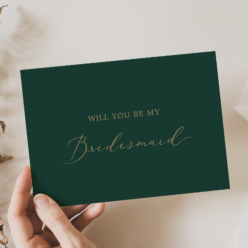 Delicate Gold and Green Bridesmaid Proposal Card