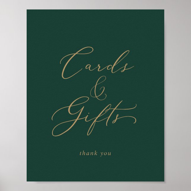 Delicate Gold and Green Cards and Gifts Sign (Front)