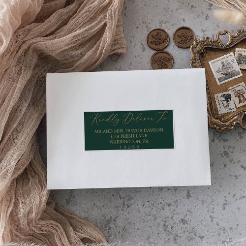 Delicate Gold and Green Guest Address Labels