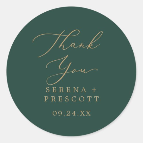 Delicate Gold and Green Thank You Favor Sticker